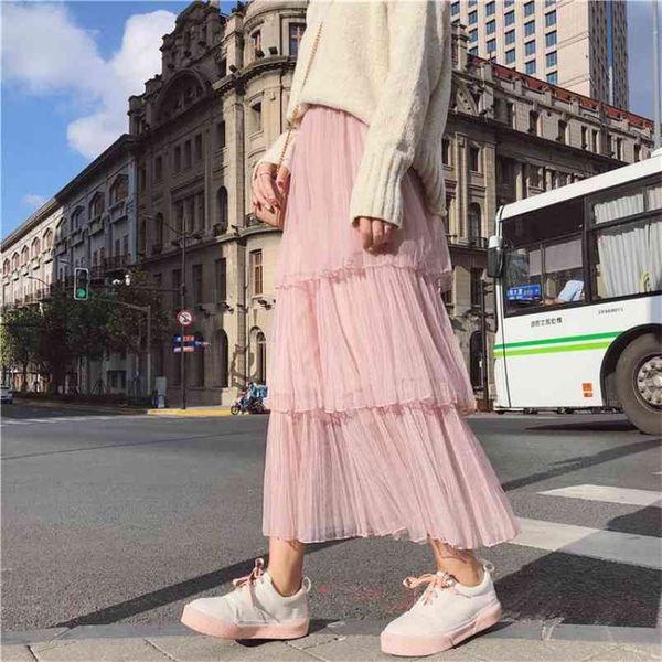 spring autumn simple pink cake skirt elastic high waist slimming casual all-match women a-line long 210527, Black
spring autumn simple pink cake skirt elastic high waist slimming casual all-match women a-line long 210527, Black