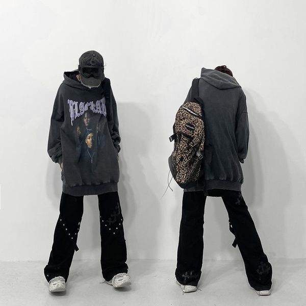 men's hoodies & sweatshirts 2021 autumn and winter hip hop street fashion washed pure cotton retro portrait printing hooded sweater men, Black
men's hoodies & sweatshirts 2021 autumn and winter hip hop street fashion washed pure cotton retro portrait printing hooded sweater men, Black