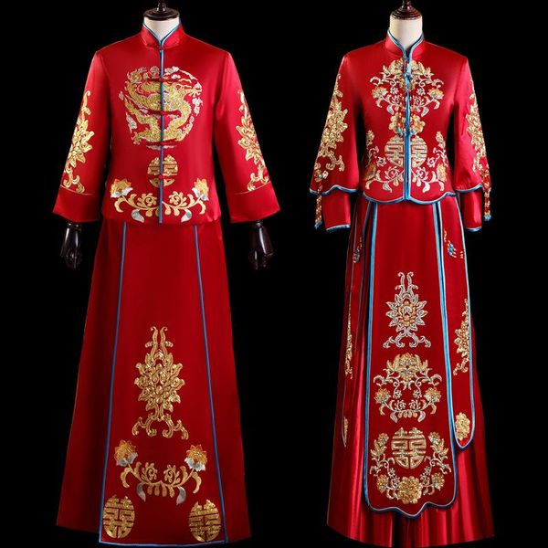ethnic clothing couple wedding embroidery cheongsam chinese style marriage set exquisite bride bridegroom costume toast, Red
ethnic clothing couple wedding embroidery cheongsam chinese style marriage set exquisite bride bridegroom costume toast, Red