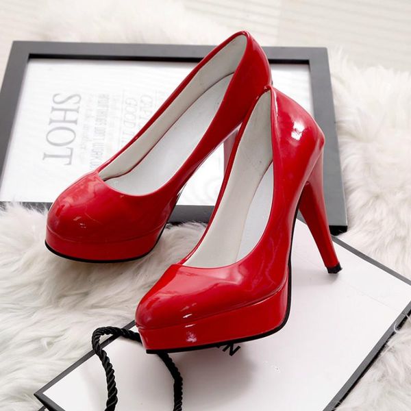 dress shoes women pumps pu leather round toe slip-on 11cm thin high heel shallow platform solid lady party female plus size, Black
dress shoes women pumps pu leather round toe slip-on 11cm thin high heel shallow platform solid lady party female plus size, Black