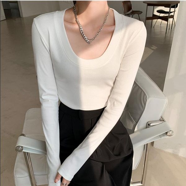 women's sweaters slim knitted sweater long sleeve 2021 korean fashion autumn casual pure color office lady pullover, White;black
women's sweaters slim knitted sweater long sleeve 2021 korean fashion autumn casual pure color office lady pullover, White;black
