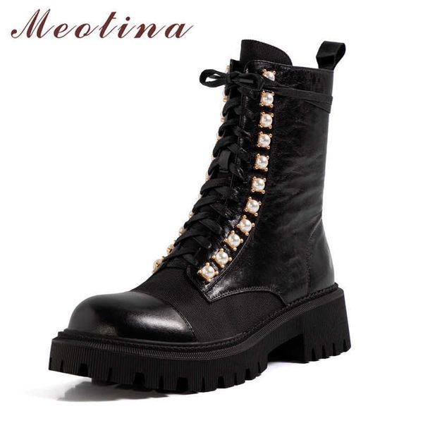 meotina crystal real leather platform mid heel ankle boots women motorcycle boots shoes lace up zip block heels lady short boots 210608, Black
meotina crystal real leather platform mid heel ankle boots women motorcycle boots shoes lace up zip block heels lady short boots 210608, Black