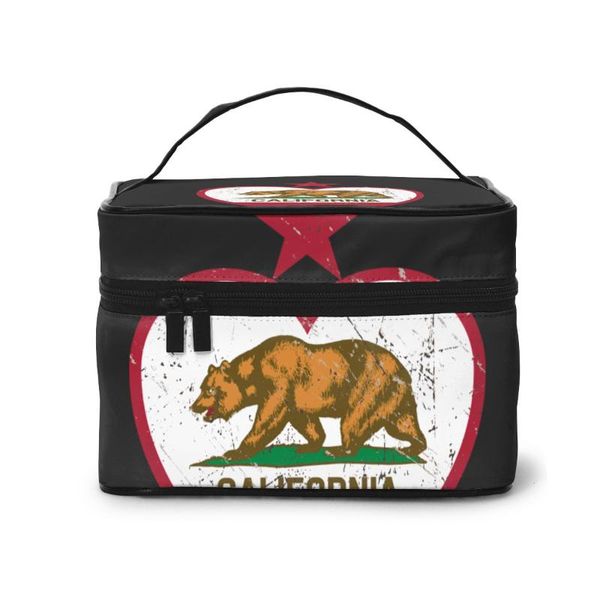 women cosmetic bag makeup case i love carlifornia bear make up storage pouch toiletry beauty wash bag
