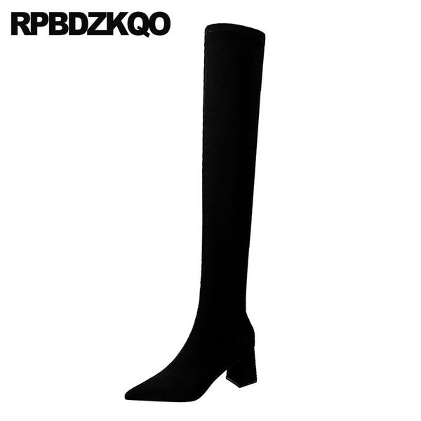 boots tall black winter pointy high heel block suede slim thigh women pointed toe shoes over the knee fur long chunky fashion
boots tall black winter pointy high heel block suede slim thigh women pointed toe shoes over the knee fur long chunky fashion