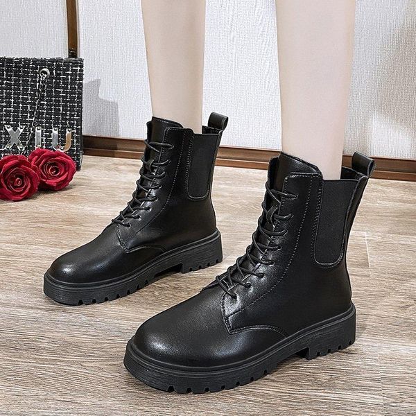 boots ankle for women shoes woman thick bottom mid heels leather round toe lace up winter botas mujer plus size, Black
boots ankle for women shoes woman thick bottom mid heels leather round toe lace up winter botas mujer plus size, Black