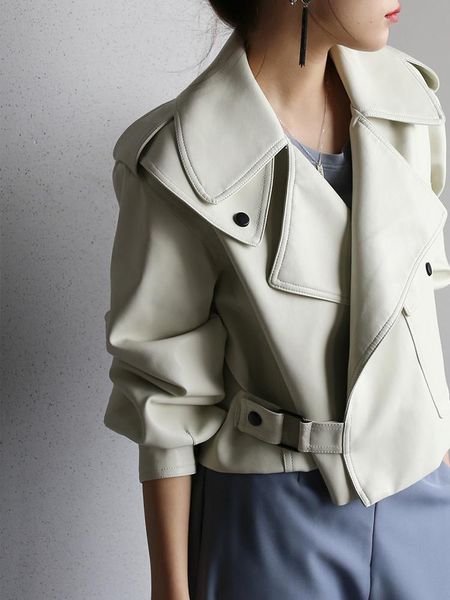 women's leather & faux ftlzz autumn pu short jacket women casual baseball coat beige loose overcoat turndown collar locomotive outerwea, Black
women's leather & faux ftlzz autumn pu short jacket women casual baseball coat beige loose overcoat turndown collar locomotive outerwea, Black