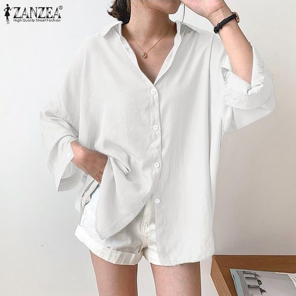 women's blouses & shirts turn-down-collar buttons summer streetwear solid loose chemise casual full sleeve elegant blusas, White
women's blouses & shirts turn-down-collar buttons summer streetwear solid loose chemise casual full sleeve elegant blusas, White