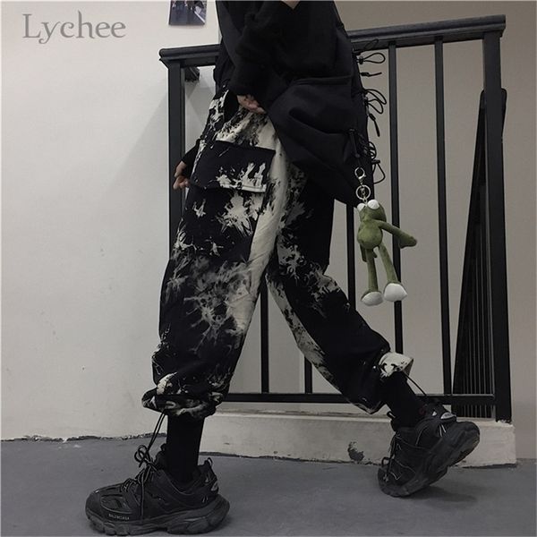 lychee harajuku tie dyeing women bottoms pants elastic waist loose female jogger pants trousers casual autumn lady cargo pants 201112, Black;white
lychee harajuku tie dyeing women bottoms pants elastic waist loose female jogger pants trousers casual autumn lady cargo pants 201112, Black;white