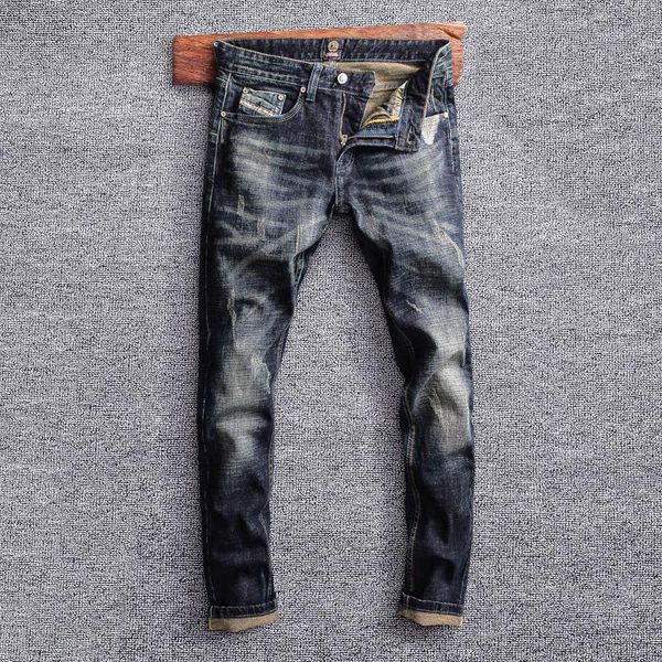 men's jeans italian style fashion men retro black blue slim fit ripped embroidery designer vintage casual cotton denim pants
men's jeans italian style fashion men retro black blue slim fit ripped embroidery designer vintage casual cotton denim pants