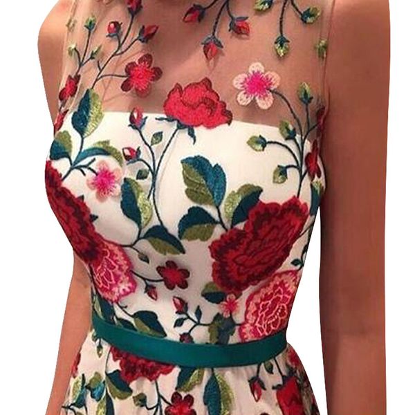 open back round neck sleeveless flower embroidered evening dress long mesh prom dress, Black;red
open back round neck sleeveless flower embroidered evening dress long mesh prom dress, Black;red