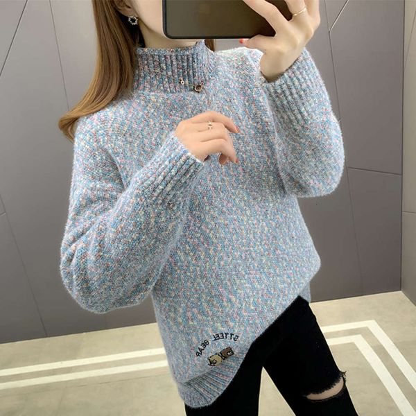 high collar new style 2021 loose outer wear thick base coat autumn and winter versatile sweater women's fashion, White;black
high collar new style 2021 loose outer wear thick base coat autumn and winter versatile sweater women's fashion, White;black