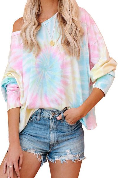 2021 summer women casual leisure dye ladies long sleeve tie-dye printed tee shirt plus size retro girl loose t-shirt, White
2021 summer women casual leisure dye ladies long sleeve tie-dye printed tee shirt plus size retro girl loose t-shirt, White