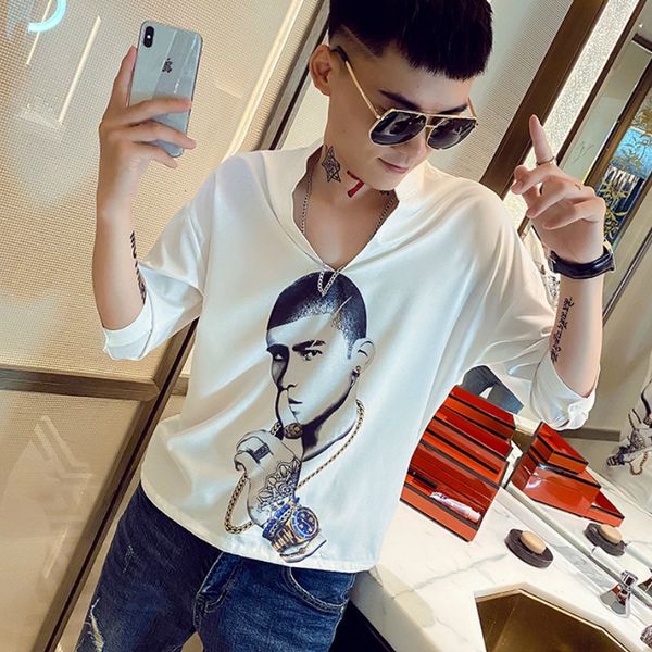 printing characters with cleavage v male casual losse social streetwear short sleeve shirt night party men's clothes 73p7, White;black
printing characters with cleavage v male casual losse social streetwear short sleeve shirt night party men's clothes 73p7, White;black