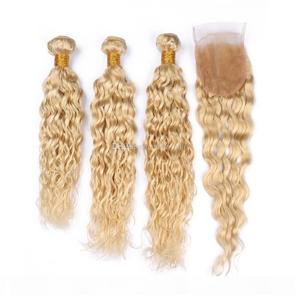 #613 blonde indian virgin wet and wavy human hair bundles with closure water wave blonde virgin hair weft weaves with lace closure 4x4, Black;brown
#613 blonde indian virgin wet and wavy human hair bundles with closure water wave blonde virgin hair weft weaves with lace closure 4x4, Black;brown