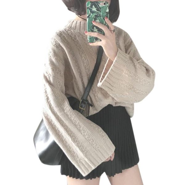 women's sweaters loose sweater women autumn clothing solid pullovers long sleeve knitted casual female, White;black
women's sweaters loose sweater women autumn clothing solid pullovers long sleeve knitted casual female, White;black