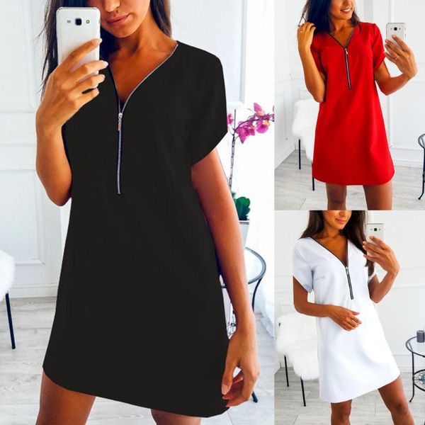 casual dresses holiday mini womens v-neck zipper party evening shirt dress summer short sleeve loose s-2xl, Black;gray
casual dresses holiday mini womens v-neck zipper party evening shirt dress summer short sleeve loose s-2xl, Black;gray
