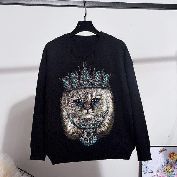 black knitted tracksuit women outfits handwork diamond cartoons sweater pencil pants two piece set loose casual knit suit female dlw8, Blue
black knitted tracksuit women outfits handwork diamond cartoons sweater pencil pants two piece set loose casual knit suit female dlw8, Blue