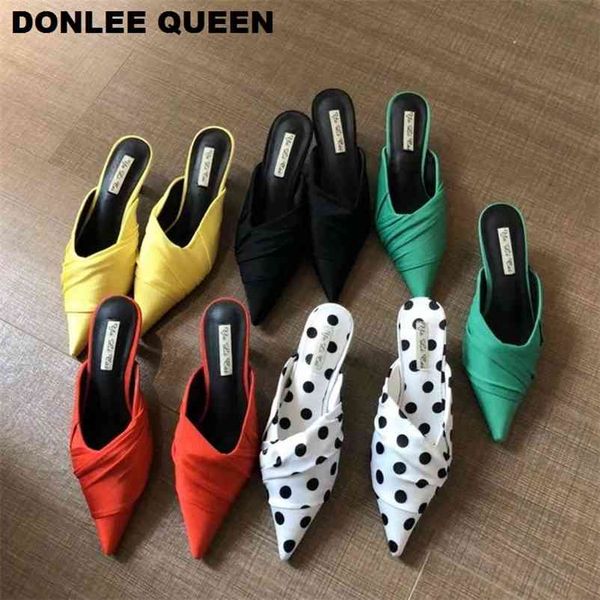 brand designer slippers polka dot summer shoes sandal kitten heel mule silk pleated slides outdoor slipper zapatos de mujer 210619, Black
brand designer slippers polka dot summer shoes sandal kitten heel mule silk pleated slides outdoor slipper zapatos de mujer 210619, Black