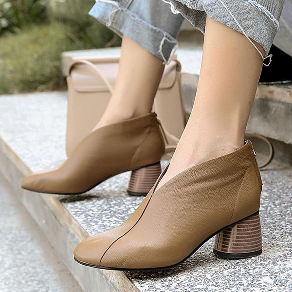boots shallow mouth womens ankle zipper genuine cow leather shoes for woman in autumn round heels footwear, Black
boots shallow mouth womens ankle zipper genuine cow leather shoes for woman in autumn round heels footwear, Black