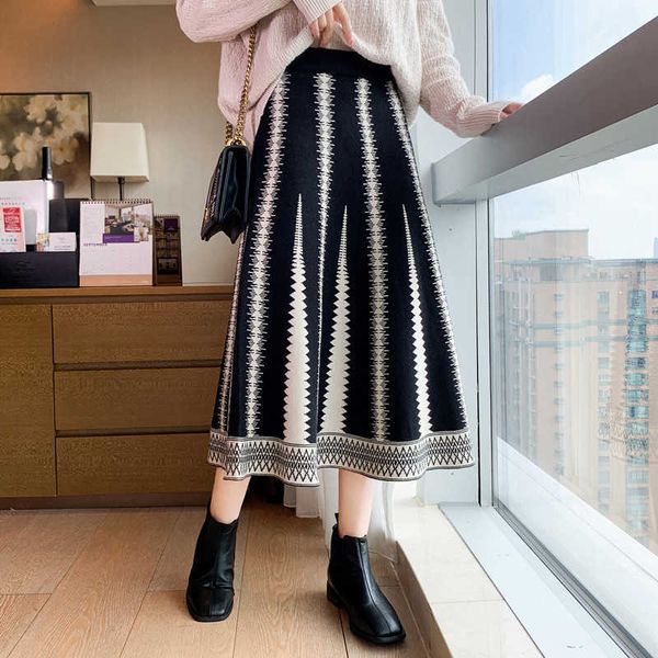 surmiitro autumn winter thick knitted black stripe midi long skirt women korean style high waist a line skirt female 210712
surmiitro autumn winter thick knitted black stripe midi long skirt women korean style high waist a line skirt female 210712
