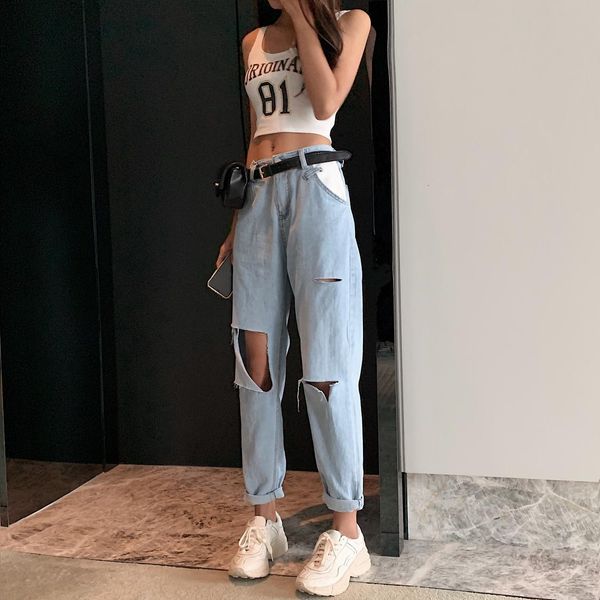 women's brem from fashion 2021 new loose torn waist high waistband hong kong taste all-match harem pants ewxn, Blue
women's brem from fashion 2021 new loose torn waist high waistband hong kong taste all-match harem pants ewxn, Blue