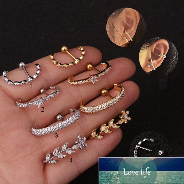 1pc gold silver color cartilage helix conch earring 20g stainless steel barbell with cz hoop ear piercing jewelry, Golden;silver
1pc gold silver color cartilage helix conch earring 20g stainless steel barbell with cz hoop ear piercing jewelry, Golden;silver