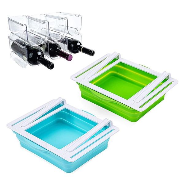 6 pcs wine water bottle organizer holder stackable wine rack & 2 pcs retractable refrigerator shelf holder storage box
6 pcs wine water bottle organizer holder stackable wine rack & 2 pcs retractable refrigerator shelf holder storage box