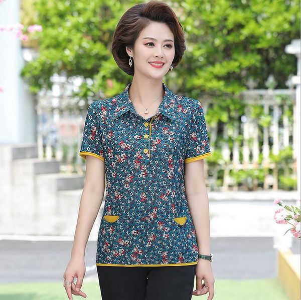women's t-shirt summer middle-aged short sleeve mother printed floral tshirt plus size casual tee top, White
women's t-shirt summer middle-aged short sleeve mother printed floral tshirt plus size casual tee top, White