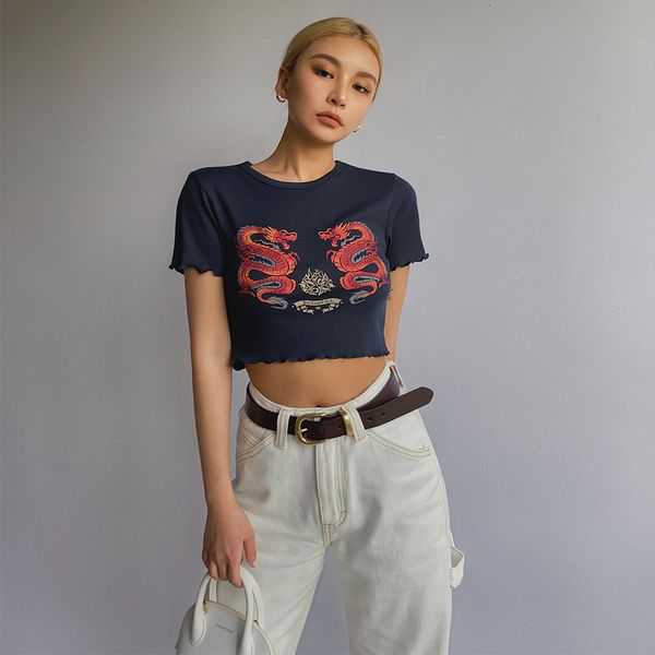 summer cool double chinese dragons print elastic tight short sleeve t shirt slim crop clothes for women gpzb, White
summer cool double chinese dragons print elastic tight short sleeve t shirt slim crop clothes for women gpzb, White