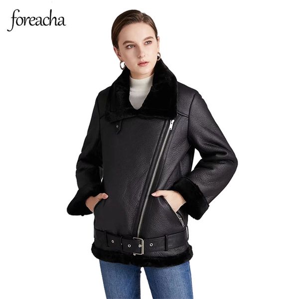 foreacha women winter wool padded motorcycle lapel jacket long sleeved belt warmth and slim black pu plus velvet 211215
foreacha women winter wool padded motorcycle lapel jacket long sleeved belt warmth and slim black pu plus velvet 211215
