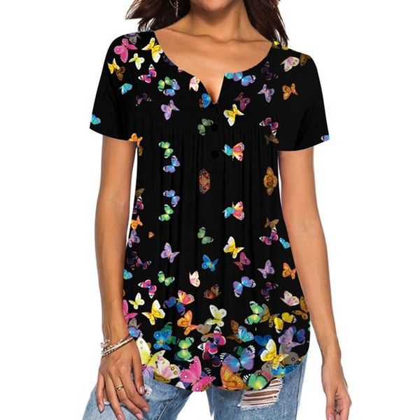 women's t-shirt 2021 stylish colorful butterfly print summer ladies button v neck tee shirts short sleeve casual tshirts, White
women's t-shirt 2021 stylish colorful butterfly print summer ladies button v neck tee shirts short sleeve casual tshirts, White