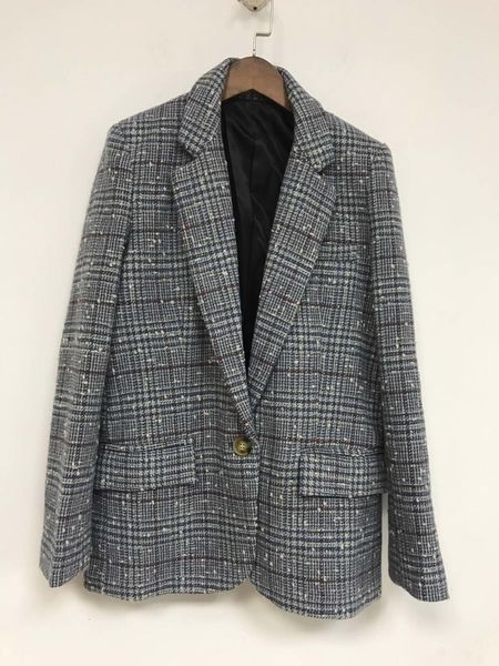 2021 women blazer plaid long sleeve autumn winter new office lady one button suit ikv3, White;black
2021 women blazer plaid long sleeve autumn winter new office lady one button suit ikv3, White;black