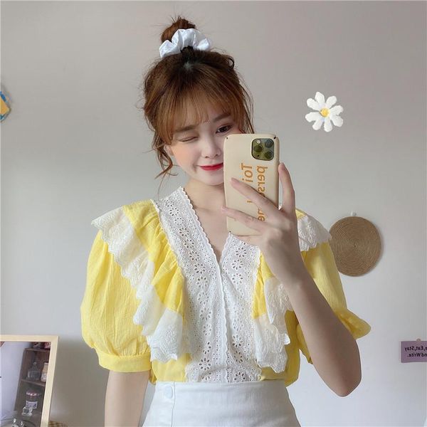 korean fashion clothing white shirt women blouse summer 2021 womens and blouses short puff sleeve lace patchwork blusas
korean fashion clothing white shirt women blouse summer 2021 womens and blouses short puff sleeve lace patchwork blusas