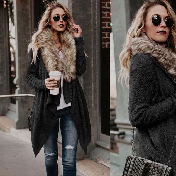 2021 autumn winter new women long sleeve knitted sweater casual solid faux fur collar cardigans sweaters women, White;black
2021 autumn winter new women long sleeve knitted sweater casual solid faux fur collar cardigans sweaters women, White;black