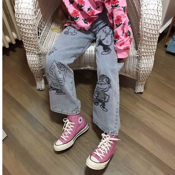 2021 new character cartoons graffiti women's brem long autumn straight capris loose of the student brim pants z5tx, Blue
2021 new character cartoons graffiti women's brem long autumn straight capris loose of the student brim pants z5tx, Blue