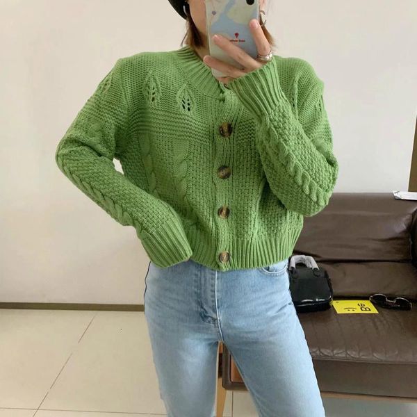 women's knits & tees 2021 women hollow out short knitted cardigan round collar botton long sleeve sweaters vintage sweater coat, White
women's knits & tees 2021 women hollow out short knitted cardigan round collar botton long sleeve sweaters vintage sweater coat, White