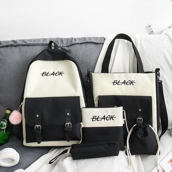 5 piece/set high school backpack bags for teenage girls canvas travel backpack women bookbags teen student schoolbag
5 piece/set high school backpack bags for teenage girls canvas travel backpack women bookbags teen student schoolbag