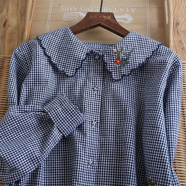 lamtrip quality small plaid handmade floral embroidery long sleeve cotton 100% long sleeve shirt blouse mori girl 2021 spring, White
lamtrip quality small plaid handmade floral embroidery long sleeve cotton 100% long sleeve shirt blouse mori girl 2021 spring, White