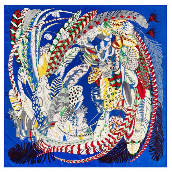 2021 women oversized scarf 130*130cm twill silk scarf feather print square shawl large wrap neckerchief luxury scarves q0828, Blue;gray
2021 women oversized scarf 130*130cm twill silk scarf feather print square shawl large wrap neckerchief luxury scarves q0828, Blue;gray