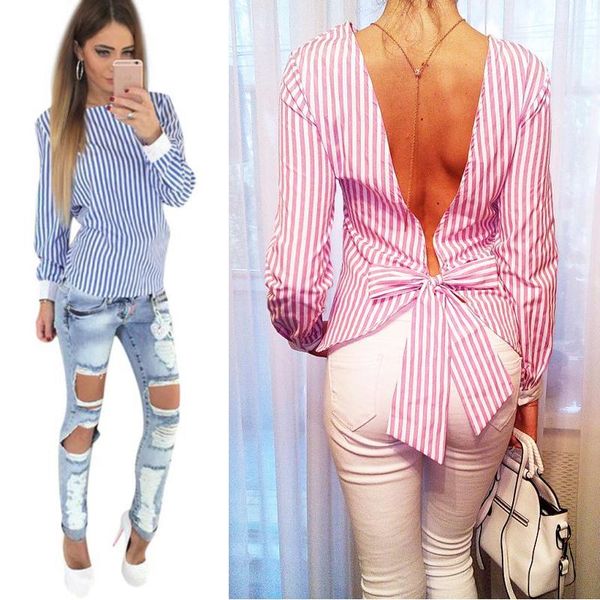 women's blouses & shirts backless bandage women shirt blouse large size long sleeve striped elegant cute for 2021 summer top, White
women's blouses & shirts backless bandage women shirt blouse large size long sleeve striped elegant cute for 2021 summer top, White