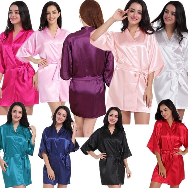 women's sleepwear wholesale women pure color satin kimono robes for bridemaid bride wedding party short dressing gown bath bathrobes t1, Black;red
women's sleepwear wholesale women pure color satin kimono robes for bridemaid bride wedding party short dressing gown bath bathrobes t1, Black;red