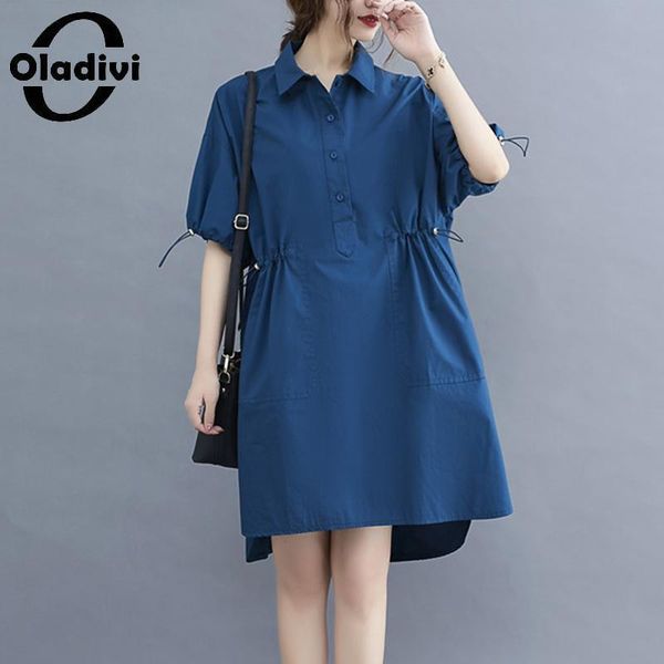 women's blouses & shirts oladivi oversized women clothing casual loose slim waist blosues solid color short sleeve spring summer blusas, White
women's blouses & shirts oladivi oversized women clothing casual loose slim waist blosues solid color short sleeve spring summer blusas, White