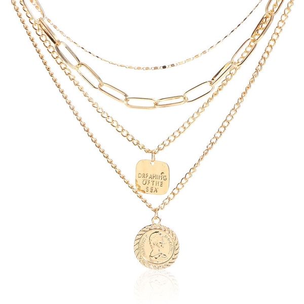 feminine hip hop multilayer alloy gold portrait coin necklace letter clavicle chain, Silver
feminine hip hop multilayer alloy gold portrait coin necklace letter clavicle chain, Silver