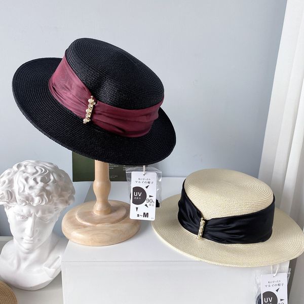 big hat hepburn style children's summer sun protection straw satin feeling ribbon pearl basin fashion, Blue;gray
big hat hepburn style children's summer sun protection straw satin feeling ribbon pearl basin fashion, Blue;gray