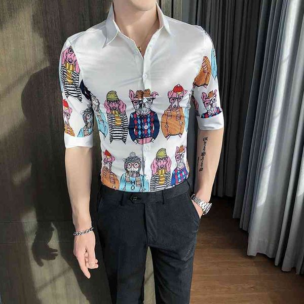 cartoon print men's shirt summer short sleeve slim fit social party blouse streetwear business casual shirt men clothes camisas 210527, White;black
cartoon print men's shirt summer short sleeve slim fit social party blouse streetwear business casual shirt men clothes camisas 210527, White;black