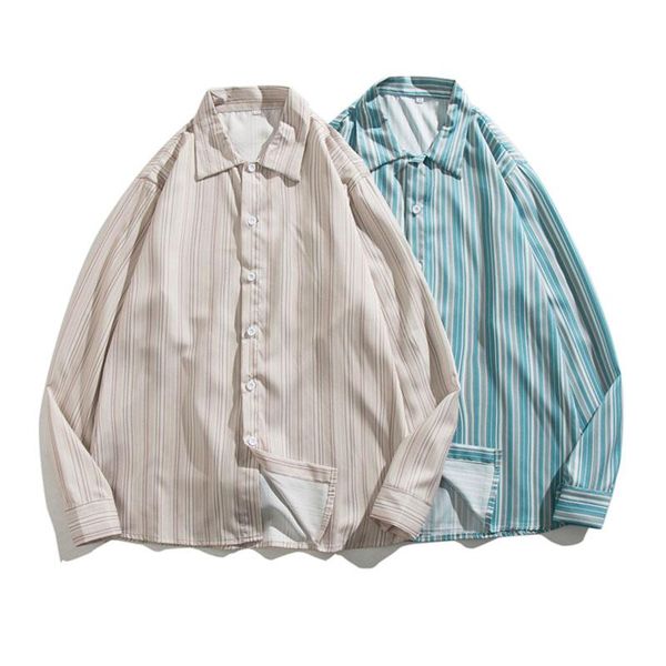 men's casual shirts ins stripes men long sleeve all match shirt khaki blue green steet loose jacket outerwear spring autumn 2021, White;black
men's casual shirts ins stripes men long sleeve all match shirt khaki blue green steet loose jacket outerwear spring autumn 2021, White;black