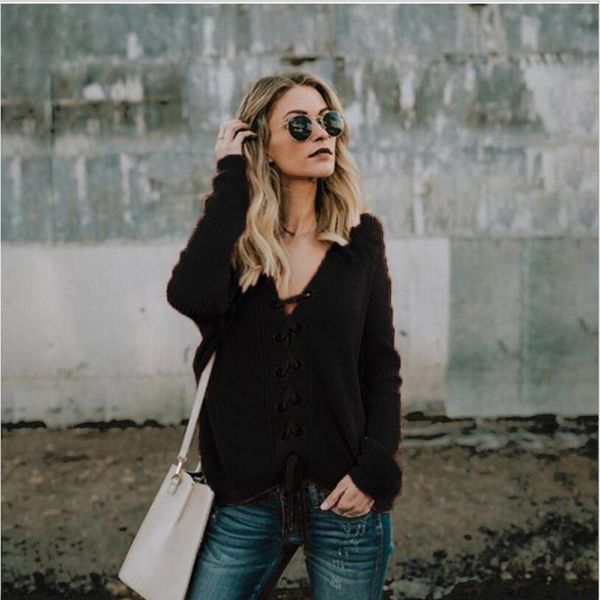 women's sweaters women v neck knitted sweater striped bandage cross ties pullover loose casual long knitwear jumper top, White;black
women's sweaters women v neck knitted sweater striped bandage cross ties pullover loose casual long knitwear jumper top, White;black