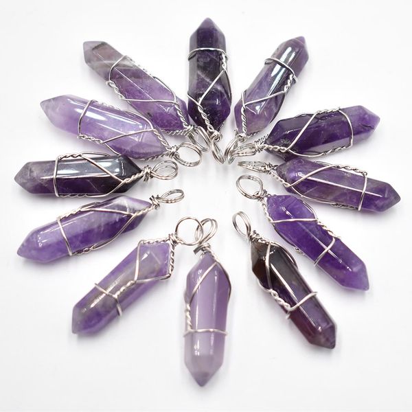 silver wire natural stone amethyst charms hexagonal healing reiki point pendants for jewelry making, Bronze;silver
silver wire natural stone amethyst charms hexagonal healing reiki point pendants for jewelry making, Bronze;silver