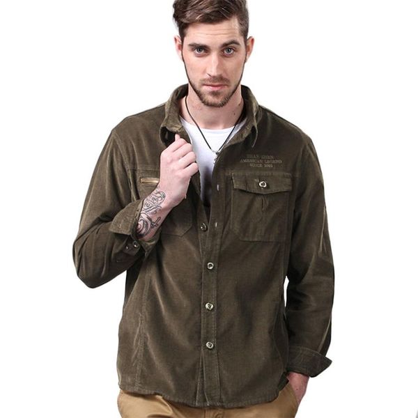 men's casual shirts autumn style cotton corduroy cargo shirt long-sleeved outdoor slim plus size jacket, White;black
men's casual shirts autumn style cotton corduroy cargo shirt long-sleeved outdoor slim plus size jacket, White;black