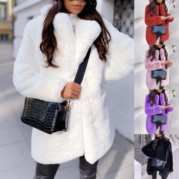 women's fur & faux coat women 2021 winter long sleeve lapel imitation solid color warm slim fashion, Black
women's fur & faux coat women 2021 winter long sleeve lapel imitation solid color warm slim fashion, Black